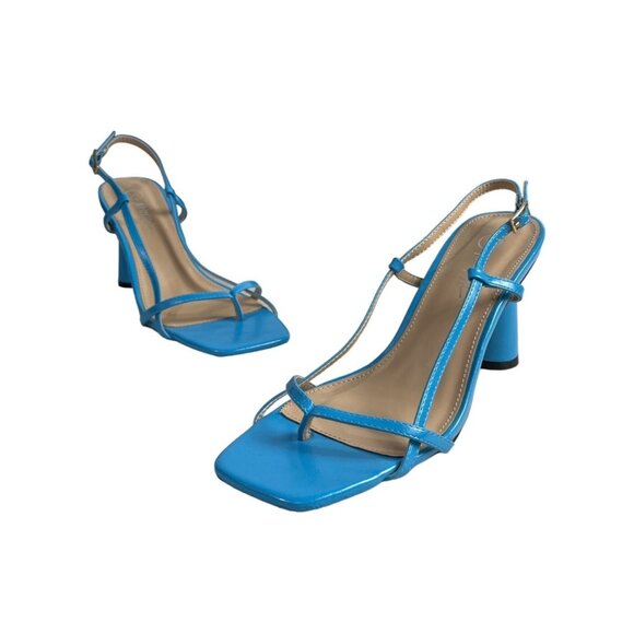 Nasty Gal Women's Light Blue Square Toe Block Heeled Sandals Sz 6 - NWOB - Picture 1 of 10